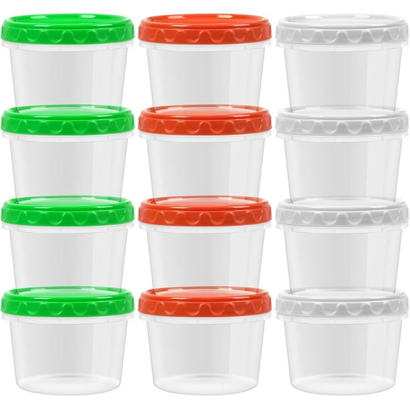 2 oz Plastic Containers with Lids Small Salad Dressing Container To Go Condiment Sauce Dipping Cups Jar Airtight,12-pack