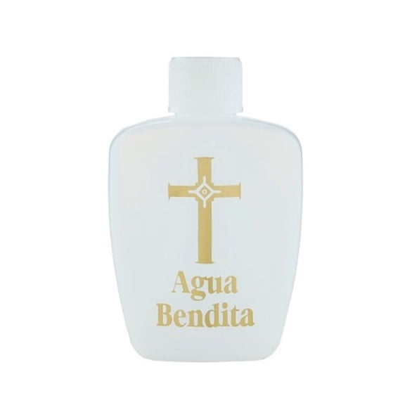 2 oz Plastic Holy Water Bottle Container (Empty), Spanish Text 'Agua Bendita'