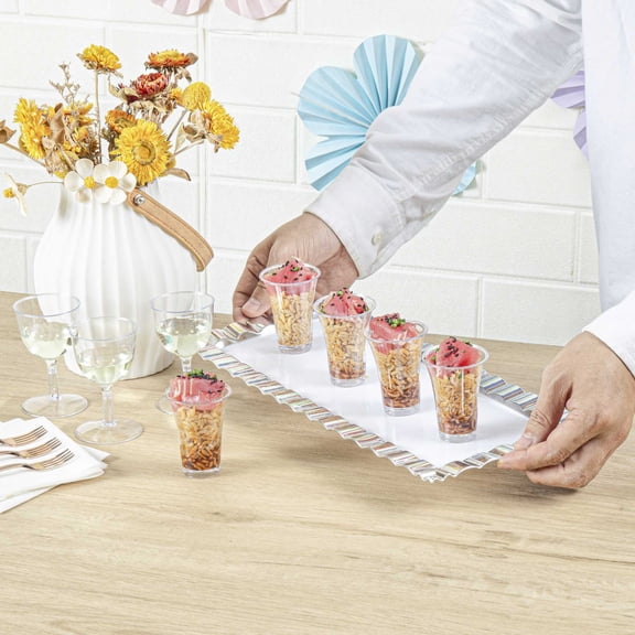 Restaurantware-5 Ounce Disposable Dessert Cups, 100 Plastic Cocktail Shooters- Sturdy, Double-Walled, Clear Plastic Appetizer Glasses, For Cocktails, Appetizers, or Desserts