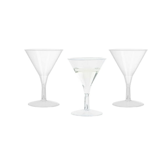 Bev Tek 2 oz Round Clear Plastic Mini Martini Glass - 2 1/2" x 2 1/2" x 3 3/4" - 100 count box