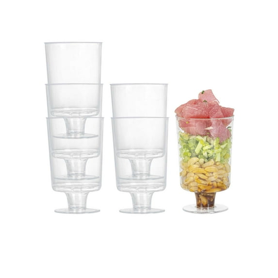 Bev Tek 2 oz Round Clear Plastic Mini Wine Goblet - 2" x 2" x 2 1/2" - 100 count box