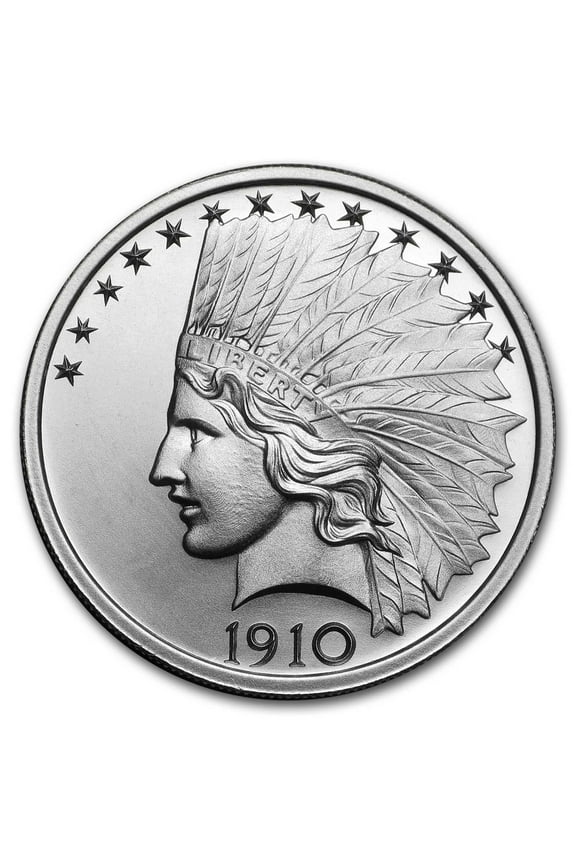 2 oz Silver High Relief Round - $10 Indian