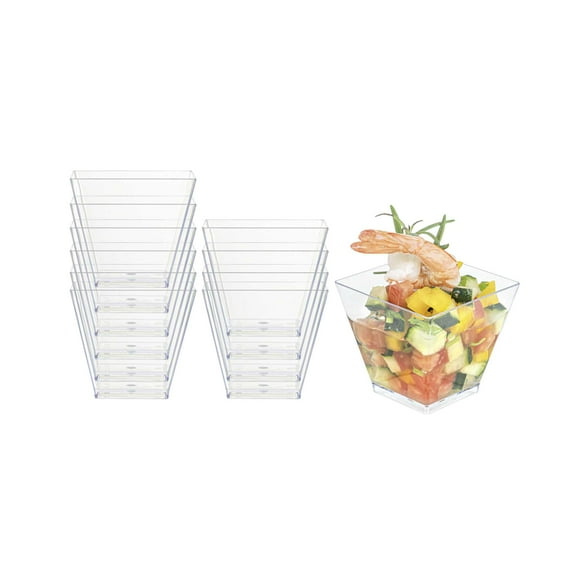 Mini Serve 2 oz Square Clear Plastic Mini Kova Cup - 2" x 2" x 1 3/4" - 300 count box