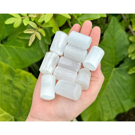 2 oz Tumbled Selenite Stones LARGE (White Selenite Crystals, Crystal Healing)
