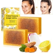 2-pACK Lemon Turmeric Kojic Acid Soap, Natural ingredients, Gentle cleansing, Clean Skin, with Foam Mesh Bags
