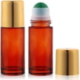 thumbnail image 1 of 2 pack 1.7oz Large  Glass Roll  Bottles for Essential Oils Perfume Refillable Roller Ball Applicator Empty Deodorant Containers with Green  Rollerball, 1 of 6