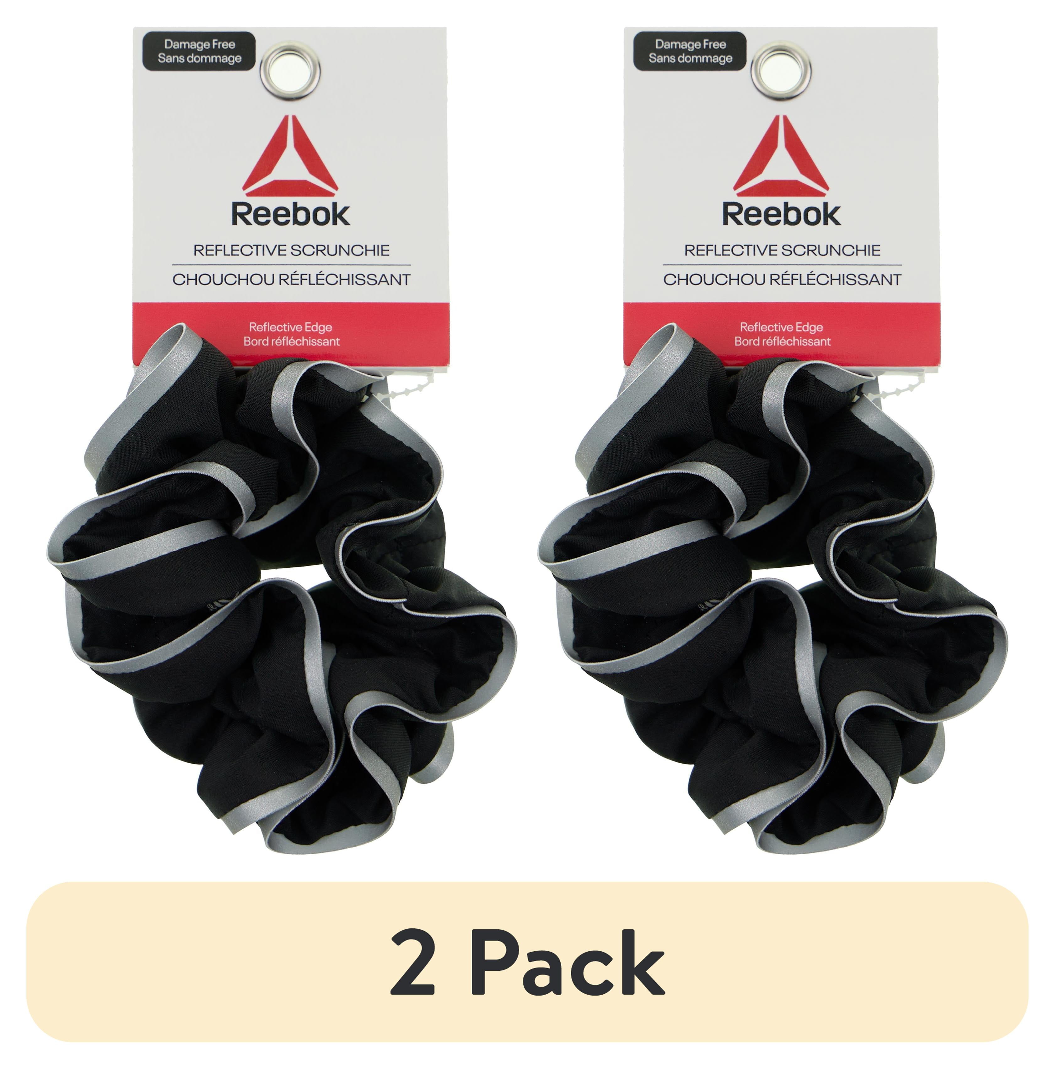 (2 pack) Reebok Reflective Hair Scrunchie for All Hair Types with Twister Design