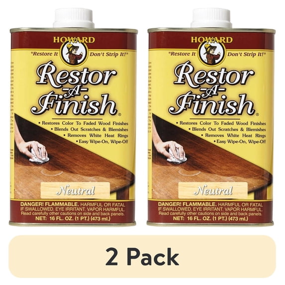 (2 pack) 1 Pc, Howard Restor-A-Finish Semi-Transparent Neutral Oil-Based Wood Restorer 1 Pt