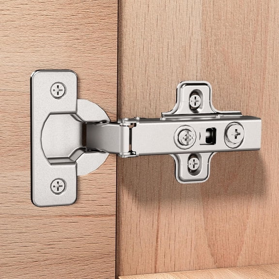 2 pack 1 pair precision engineering frameless full cover soft close cabinet hinges, European cabinet hinges, adjustable 35 cup plate nickel-plated