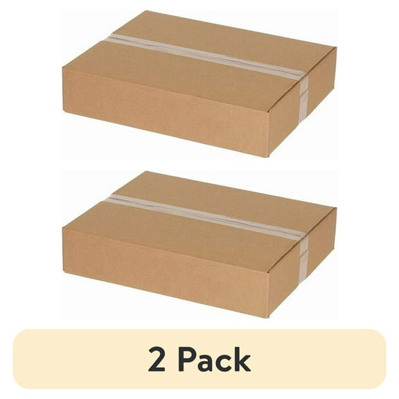 (2 pack) The Packaging Wholesalers Flat Corrugated Boxes 10" x 10" x 4" Kraft 25/Bundle BS101004
