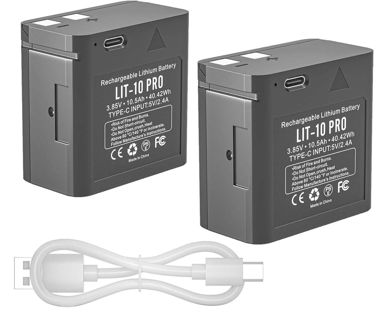2 pack 10500mAh Replacement LIT 10 Pro Rechargeable Battery for SPYPOINT Trail Camera LINK-MICRO-LTE, CELL-LINK, LM2, LINK-MICRO-S-LTE, for 3.85V Hunting Camera Battery 【with Type-C Cable】