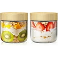 thumbnail image 1 of 2 pack 10oz Overnight Oats Containers with Bamboo Lids, Glass Jars with Airtight Lids for Meal Prep, Wide Mouth Mason Salad Jars, Glass Food Storage Container for Yogurt Chia Snacks Spice Sugar, 1 of 10