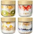 thumbnail image 1 of 2 pack 10oz Overnight Oats Containers with Bamboo Lids, Glass Jars with Airtight Lids for Meal Prep, Wide Mouth Mason Salad Jars, Glass Food Storage Container for Yogurt Chia Snacks Spice Sugar, 1 of 10