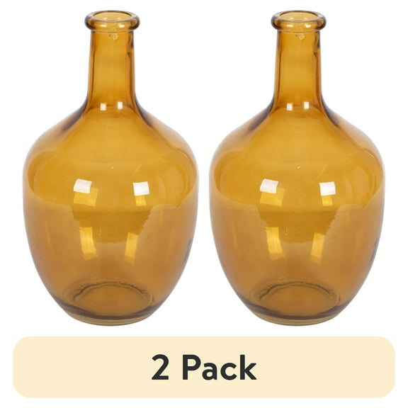 (2 pack) Home Decor Collection 12" High Amber Translucent Glass Indoor Tabletop Vase by Home Decor Collection