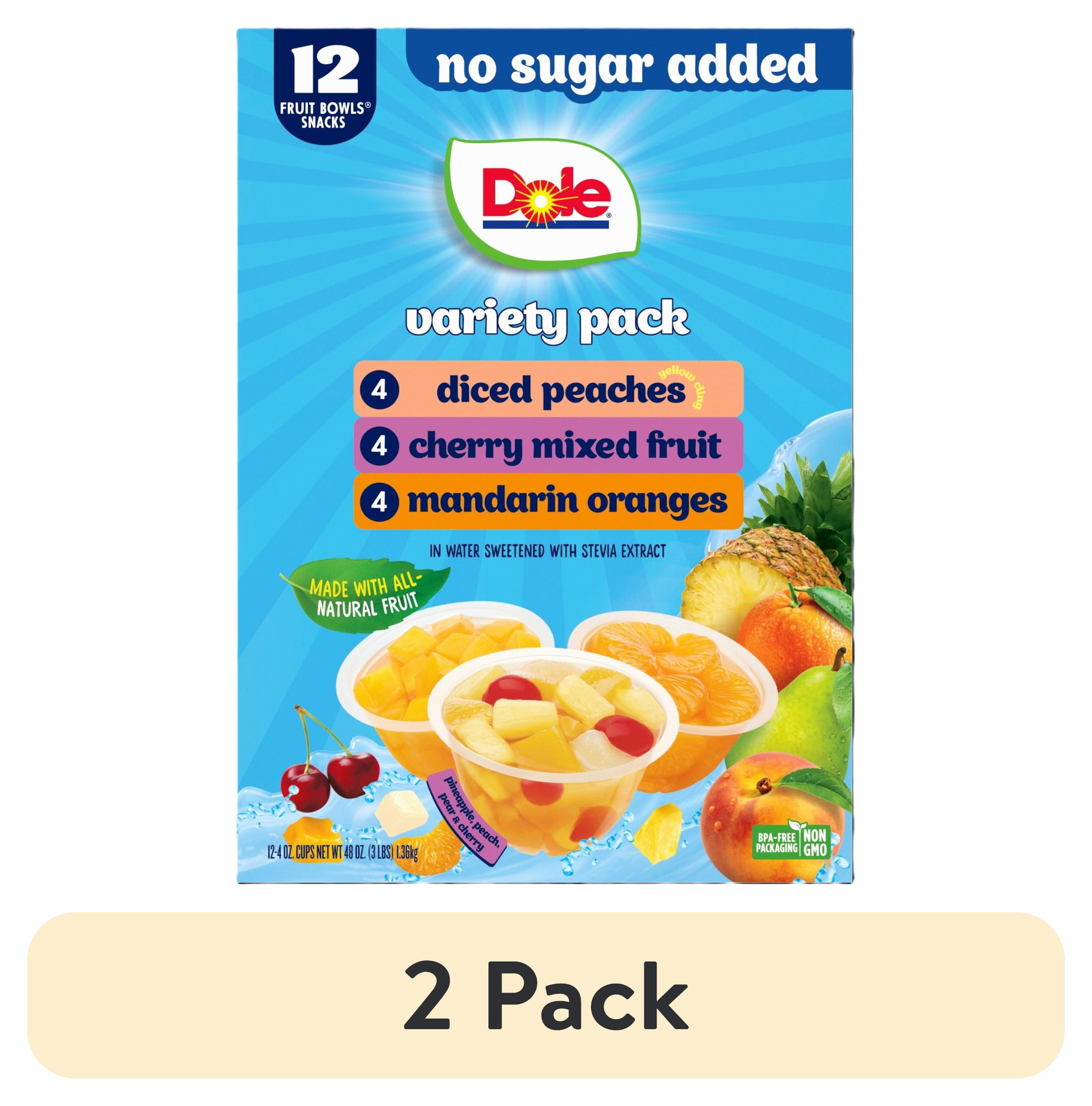 (2 pack) Dole Fruit Bowls No Sugar Added Variety Pack, 4 oz Cups (12 Pack)