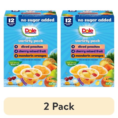 (2 pack) Dole Fruit Bowls No Sugar Added Variety Pack, 4 oz Cups (12 Pack)