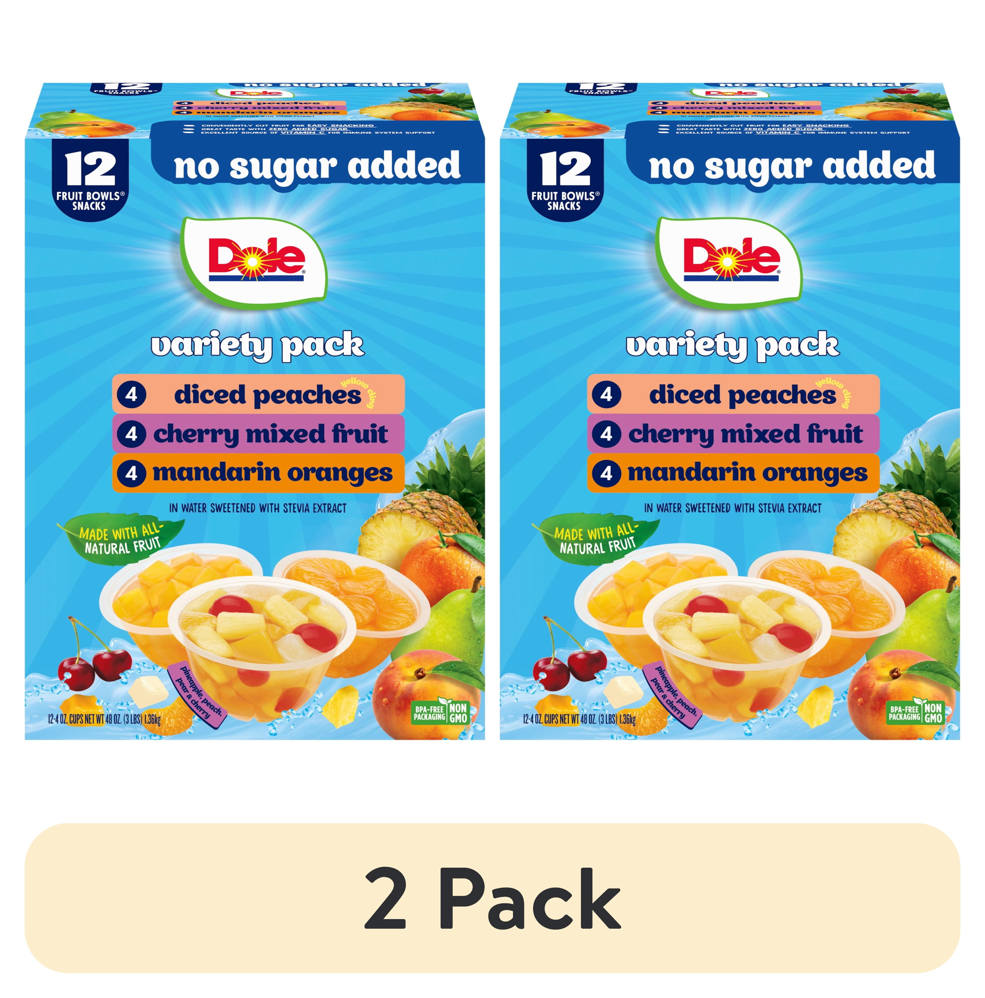 (2 pack) Dole Fruit Bowls No Sugar Added Variety Pack, 4 oz Cups (12 Pack)