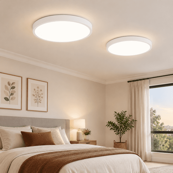 2-pack 12inch Flush Mount Light Fixture White 3200lm Super Bright ...