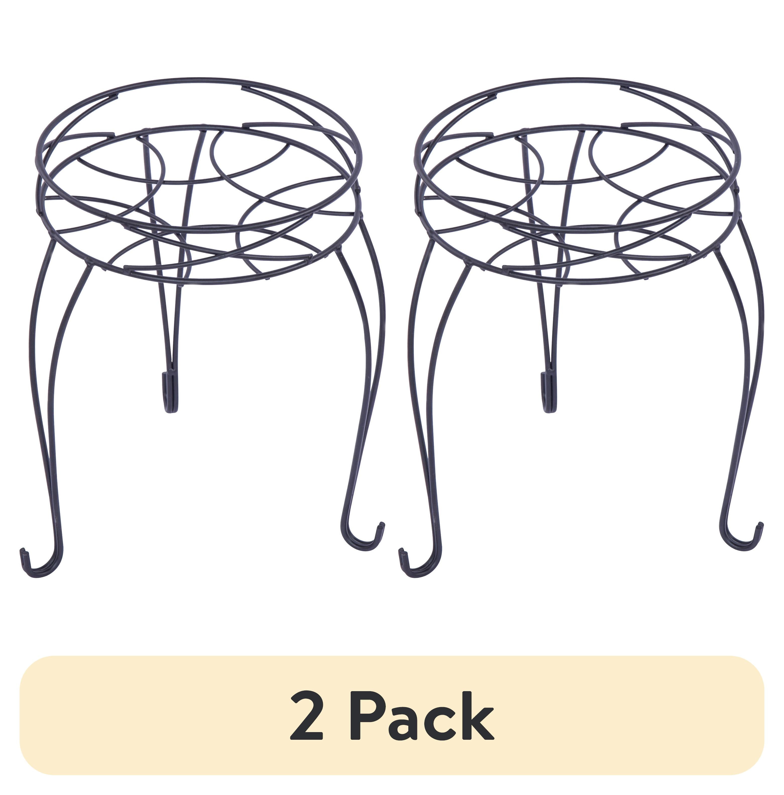 (2 pack) 13IN Mainstays Round Matte Black Metal Plant Stand - Walmart.com
