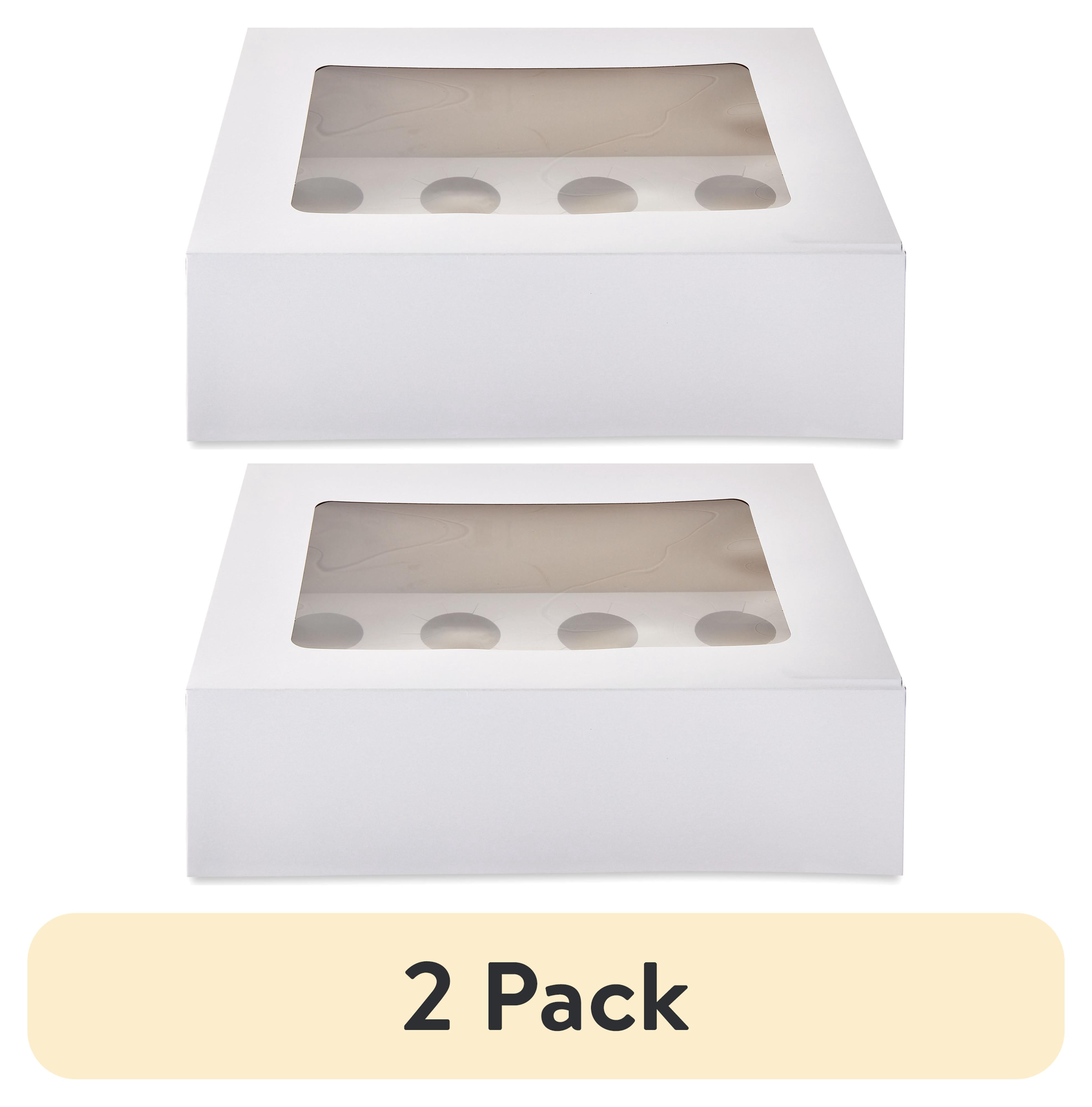 (2 pack) 10.25" x 13.25" x 4", White Cake Boxes with Windows, 2 Count, by Way To Celebrate