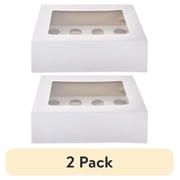 (2 pack) 10.25" x 13.25" x 4", White Cake Boxes with Windows, 2 Count, by Way To Celebrate