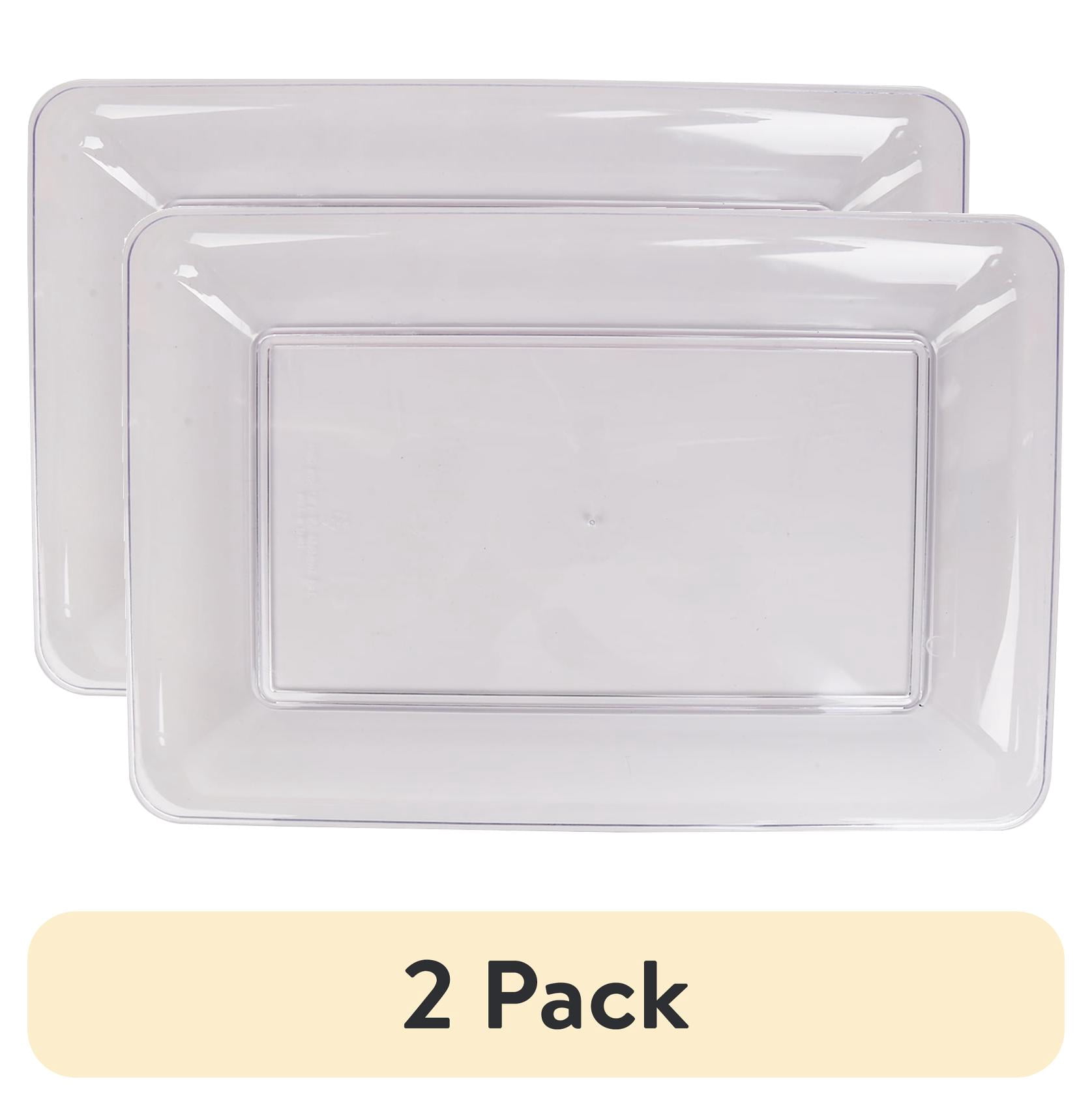 (2 pack) Clear Rectangular Plastic Food Tray, 14", by Way To Celebrate