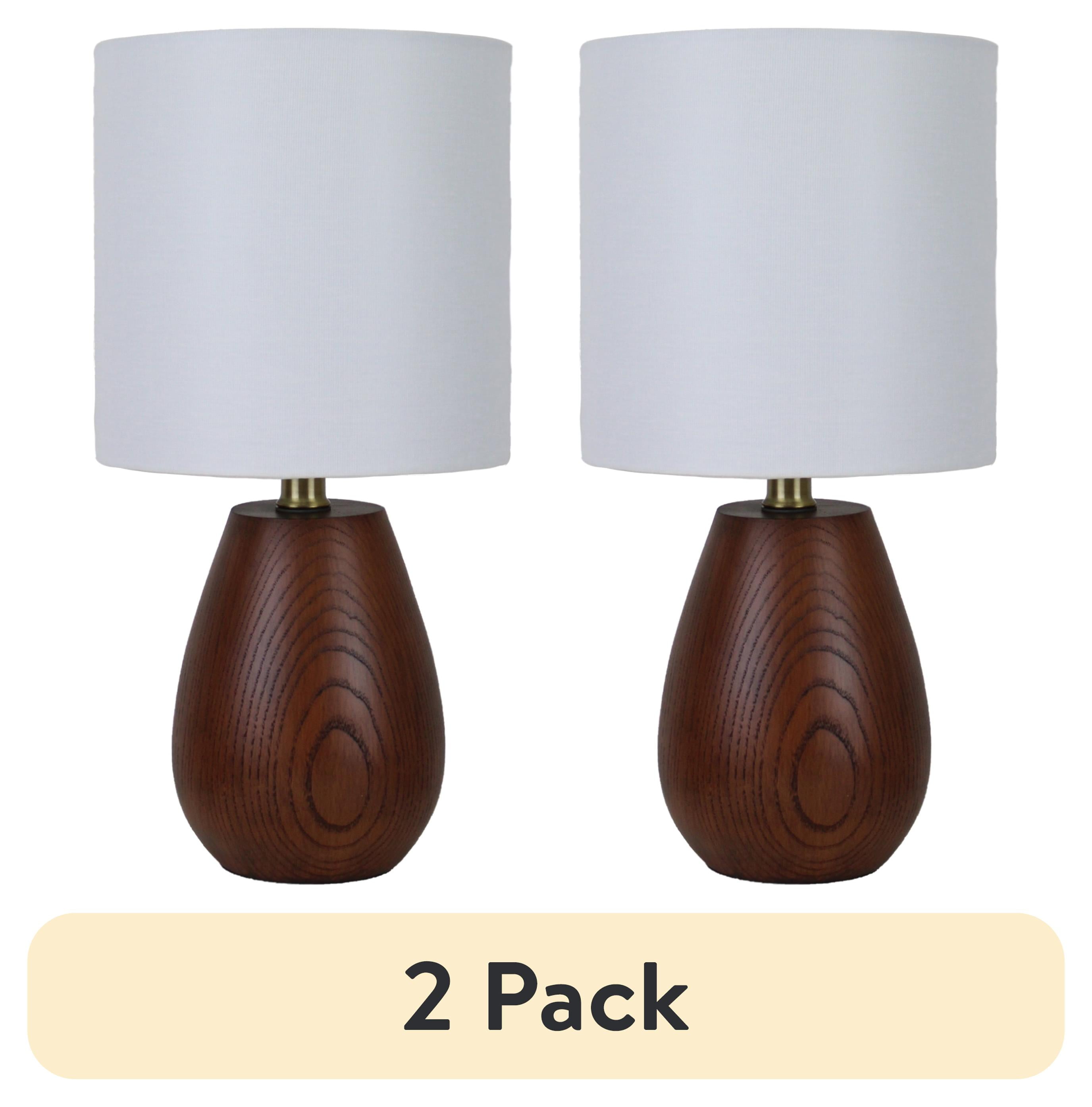 (2 pack) 16" Mainstays Walnut Wood-Look Rounded Table Lamp