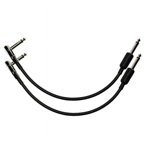 2-pack 18" Castline Silver Mogami 2319 Guitar Pedal Board Effects Switcher Patch Cable 1/4 TS Low Profile and Short Barrel Connectors
