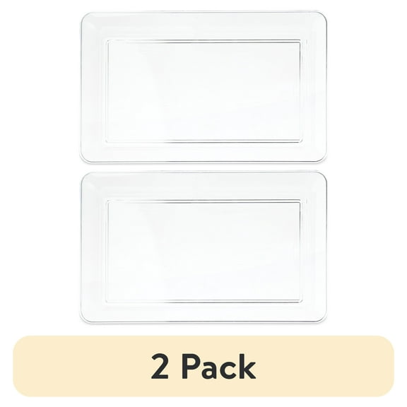 (2 pack) Clear Rectangular Plastic Food Tray, 18", by Way To Celebrate