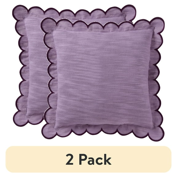 (2 pack) Home Decor Collection 19" x 19" Purple Scallop Flange Cotton-Rich Decorate Pillow