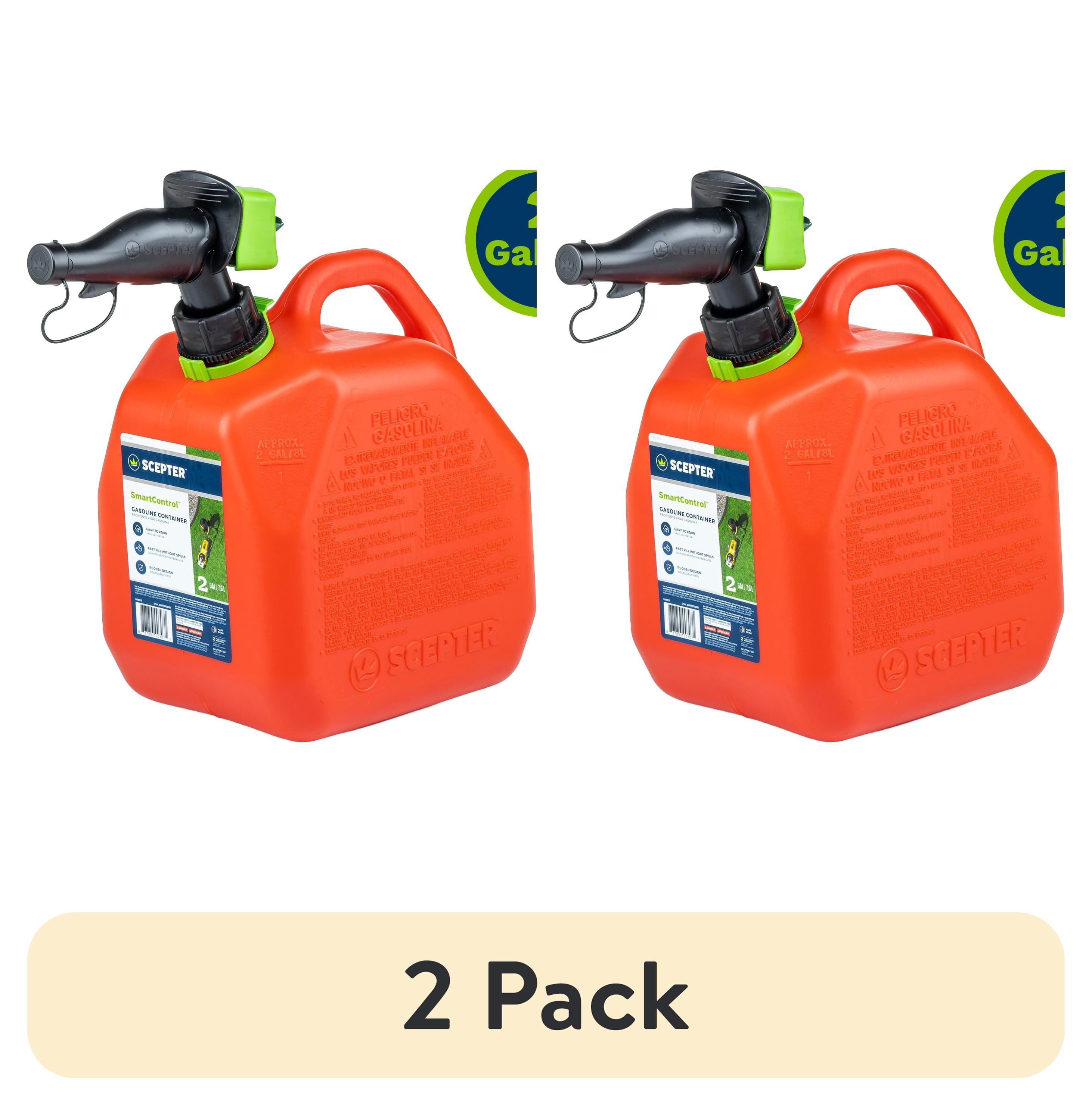 (2 pack) Scepter 2 Gallon SmartControl Gas Can, Spill-proof Design, Red, 14" High, 9.7" Long