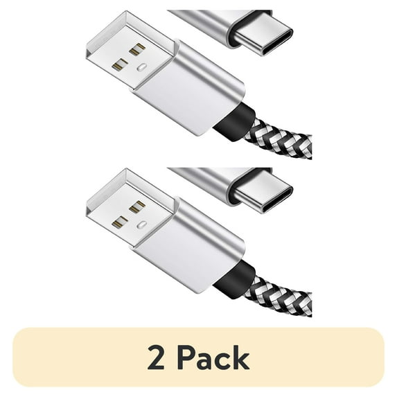 (2 pack) (2 Pack 6.6ft)Type C Charger,USB C Cable 3A Fast Charger Compatible,Braided Phone Charging Cord for Samsung Galaxy S20 20+ 20 Ultra S10 9 8 / Note 9 8,Google Pixel(Silver)