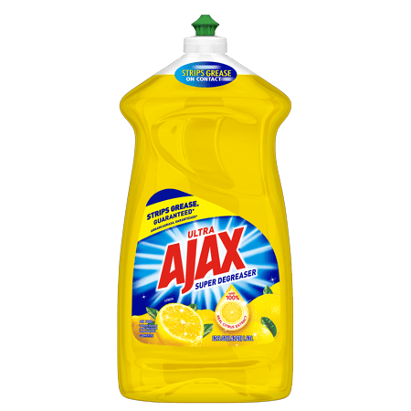 Ajax Ultra Liquid Dish Soap Lemon Scent, Super Degreaser, Mess-Free, Easy-Flip Cap, 52 fl oz Bottle