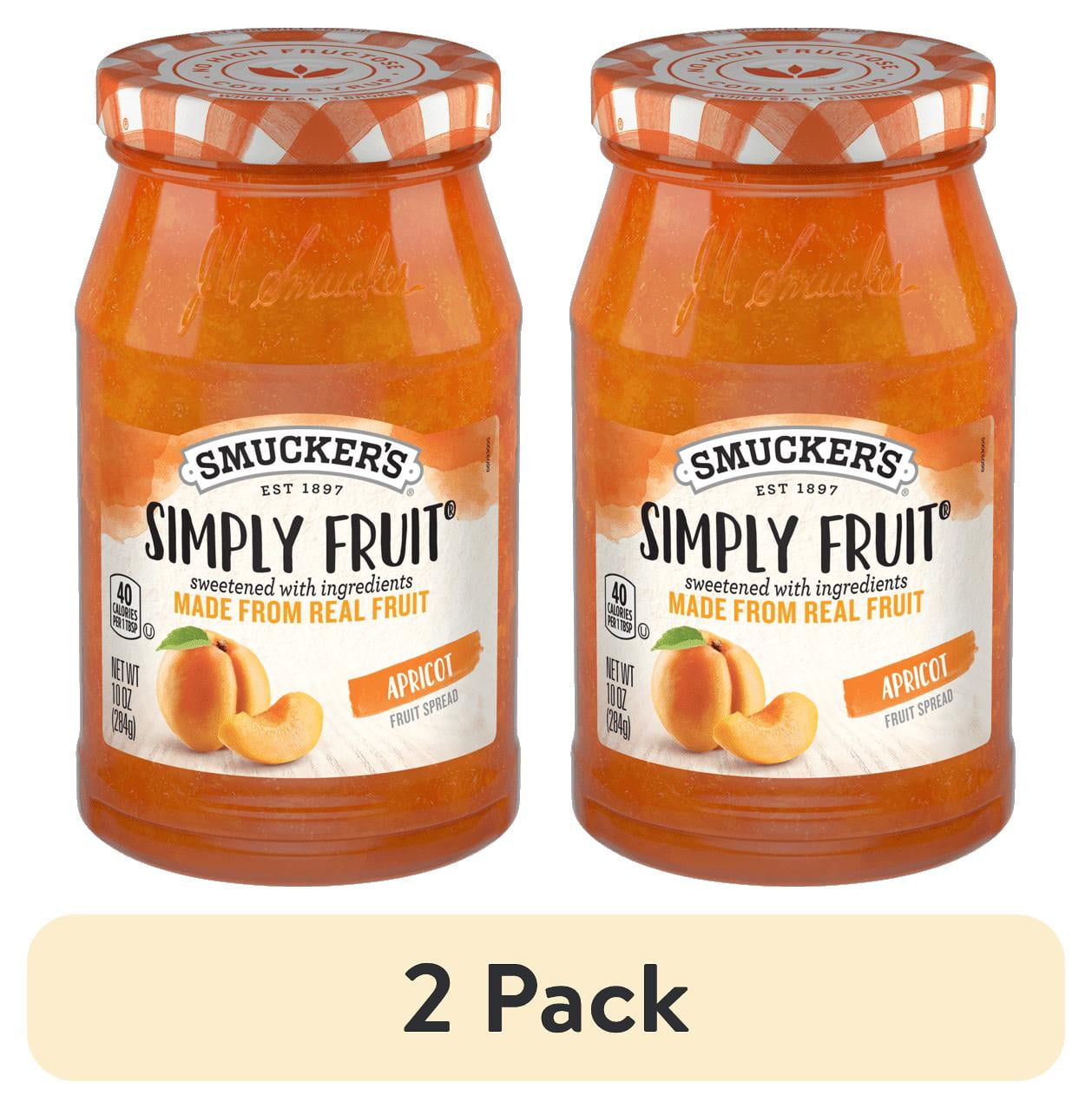(2 pack) ( 2 Pack )Smucker's Simply Fruit Apricot Spread, 10 oz