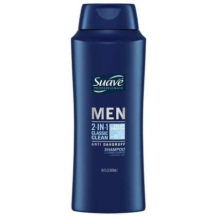 Suave Men Anti-Dandruff 2-in-1 Shampoo & Conditioner, Classic Clean, 28 Oz