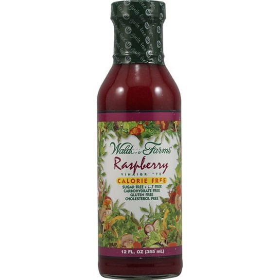 Walden Farms Raspberry Vinaigrette Dressing, 12 oz. Bottle, Fresh 0g Net Carbs Salad Topping and Sugar Free Condiment, Keto and Kosher, Natural Sweet Tangy Flavor
