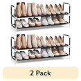 thumbnail image 1 of (2 pack) 2-Tier Stackable Shoe Rack with Shelves Metal Shoe Shelf Storage Organizer for Closet Entryway, Black, 1 of 18