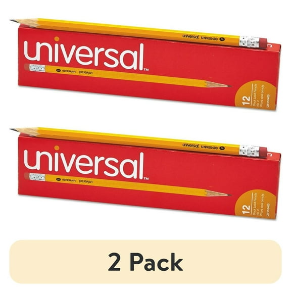 (2 pack) Universal UNV55400 HB #2 Woodcase Pencil - Black Lead/Yellow Barrel (1-Dozen)