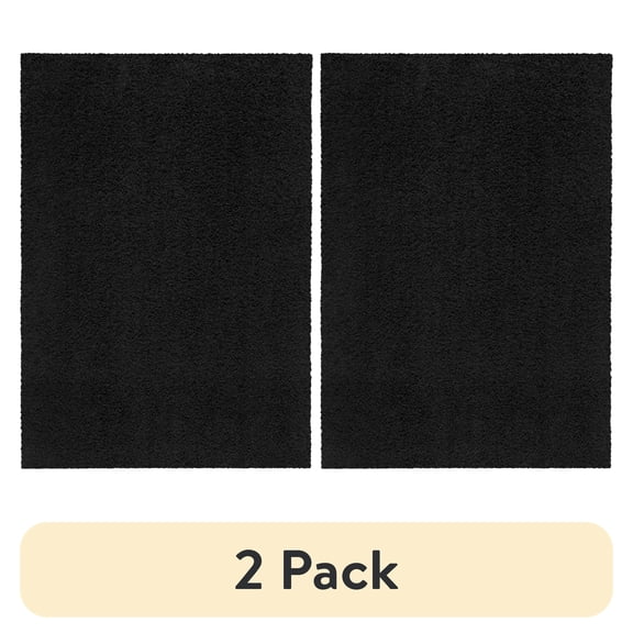 (2 pack) Mainstays Black Shag Indoor Area Rug, 3 ft x 4 ft 8 in