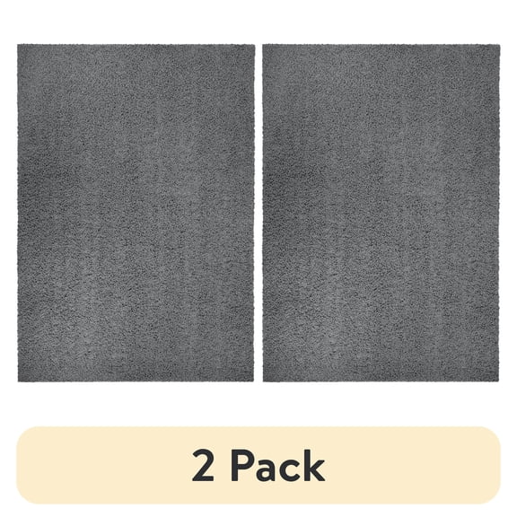 (2 pack) (2 pack) Mainstays Solid Shag Indoor Area Rug, Gray, 3 ft x 4 ft 8 in