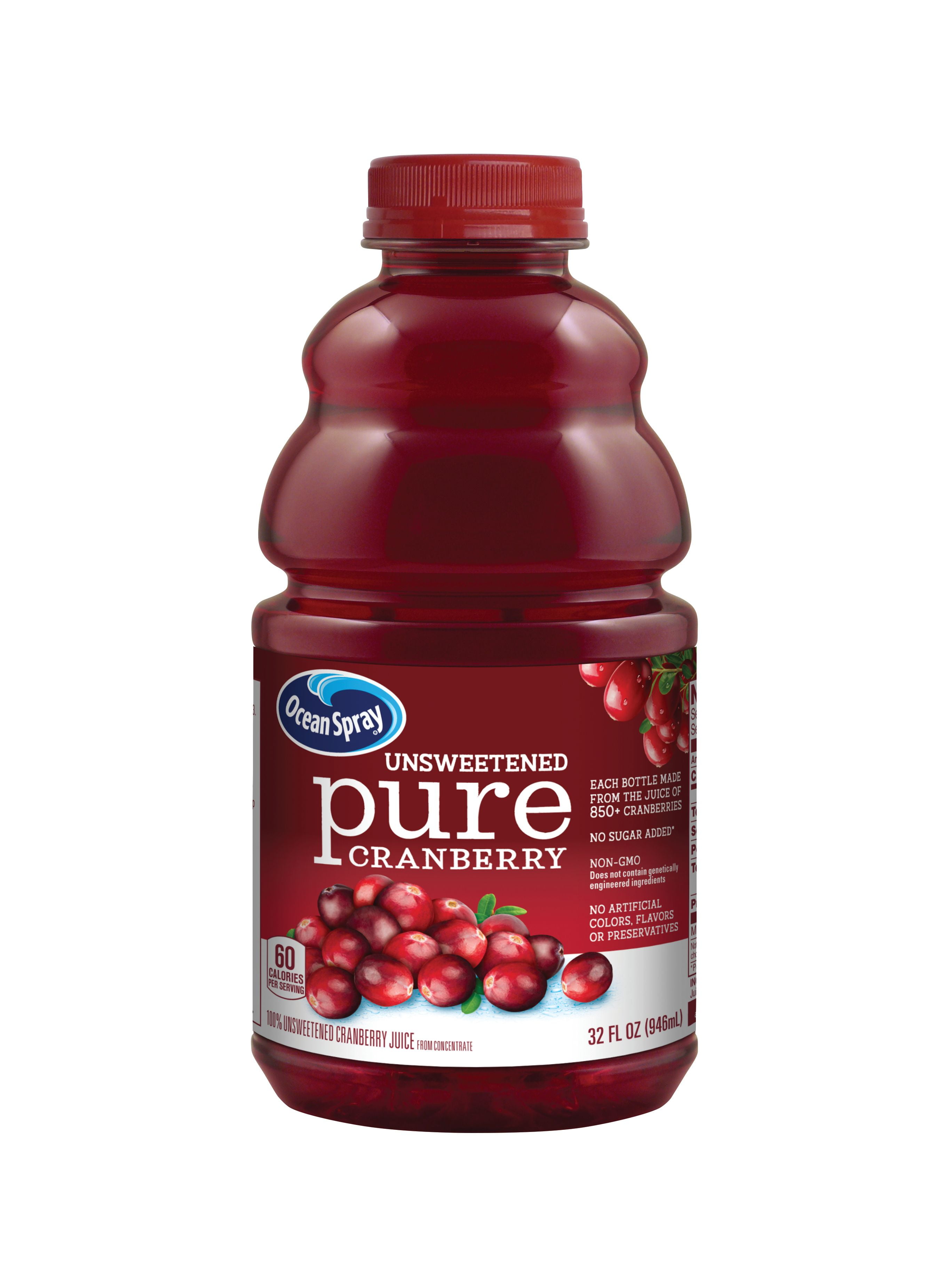 (2 pack) (2 pack) Ocean Spray Pure 100% Cranberry Juice Drink, 32 Fl Oz ...