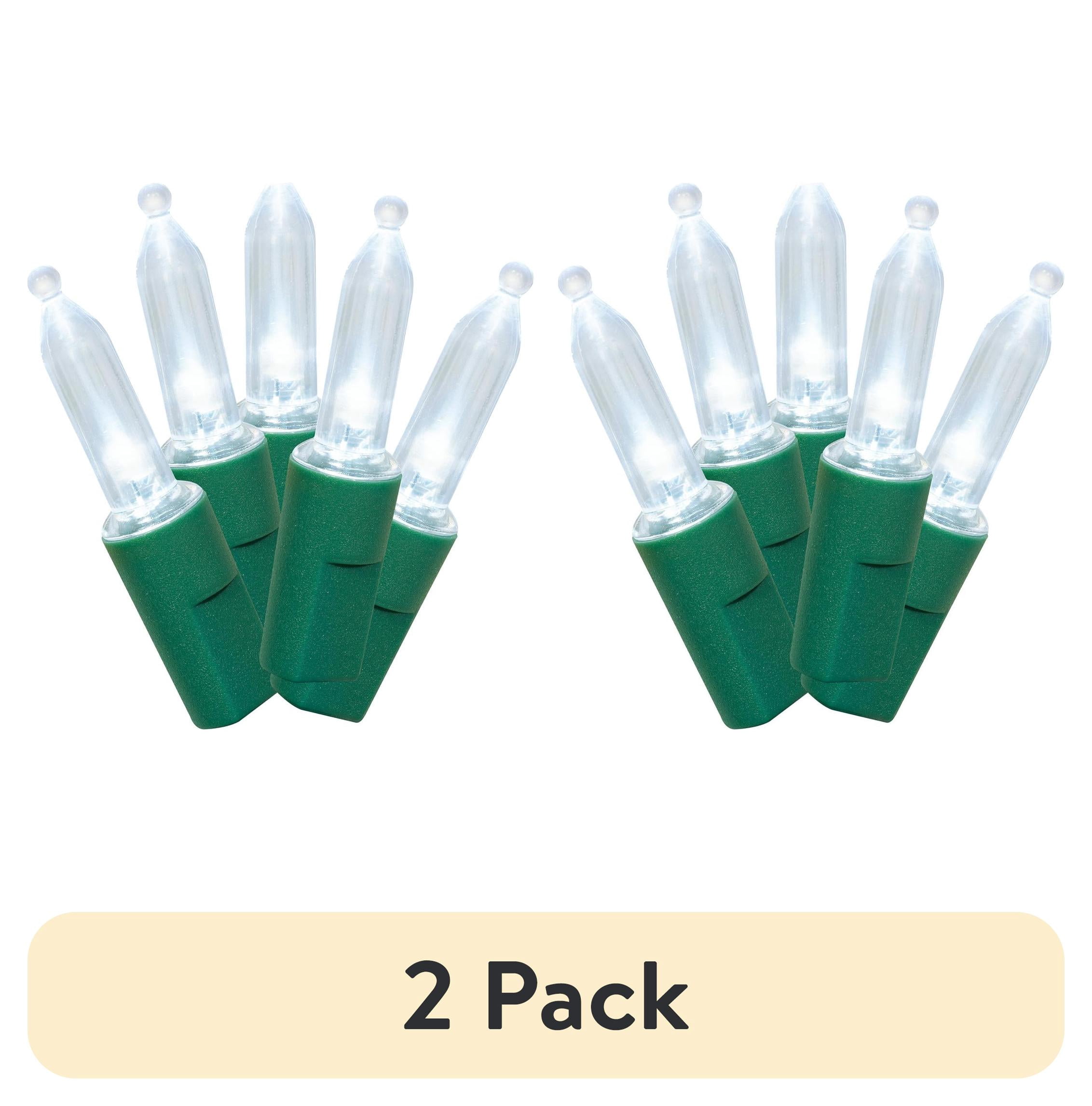 (2 pack) 20-Count Cool White LED Mini Christmas Lights with Green Wire, 7.6', Holiday Time
