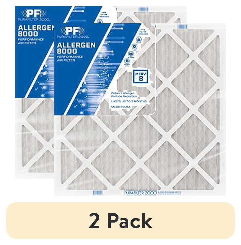 (2 pack) 20x25x1 (19.75 x 24.75) PURAFILTER 2000® Allergen 8000 MERV 8 Air Filter