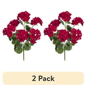 (2 pack) 21-inch Artificial Silk Red Geranium Bush, for Indoor Use, by Mainstays