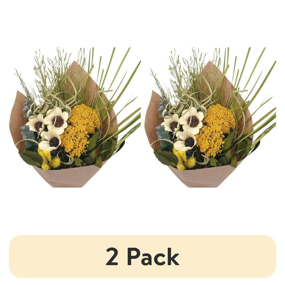 (2 pack) 22" Dried Mixed Floral Yarrow Garden Bouquet