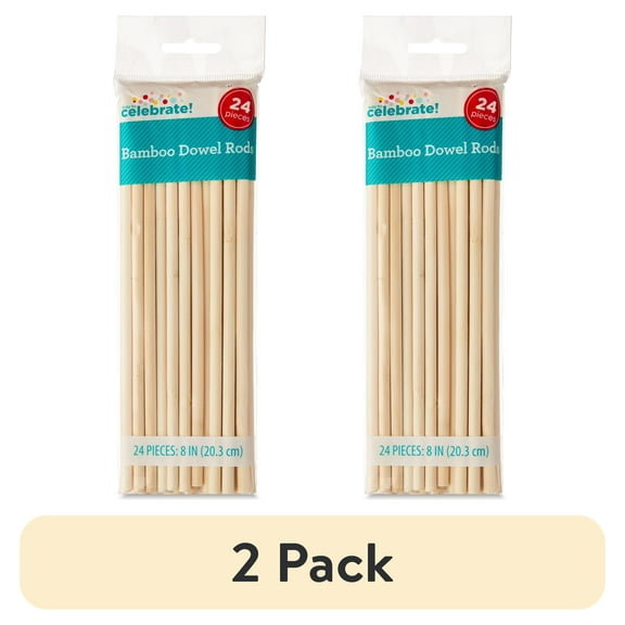 (2 pack) Bamboo Craft Dowel Rods, 8", 24 Pieces, by Way To Celebrate