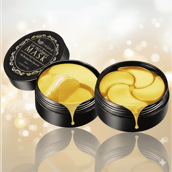 SEOMOU 24K Gold Eye Mask for Dark Circles, Puffiness, Wrinkles, Gel, 60 Count, Fits All