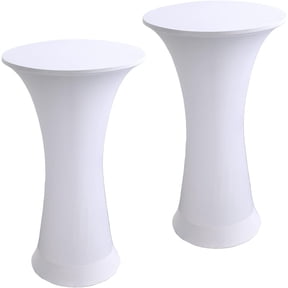 2 pack 24x43 Inch White Cocktail Table Cloth Fitted Round Bar Table Stretch Highboy Cocktail Table Covers for Banquet Outdoor Party Wedding Bar Round Bottom White