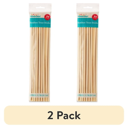 (2 pack) 11.7" Bamboo Treat Sticks, 25 Count, by Way To Celebrate