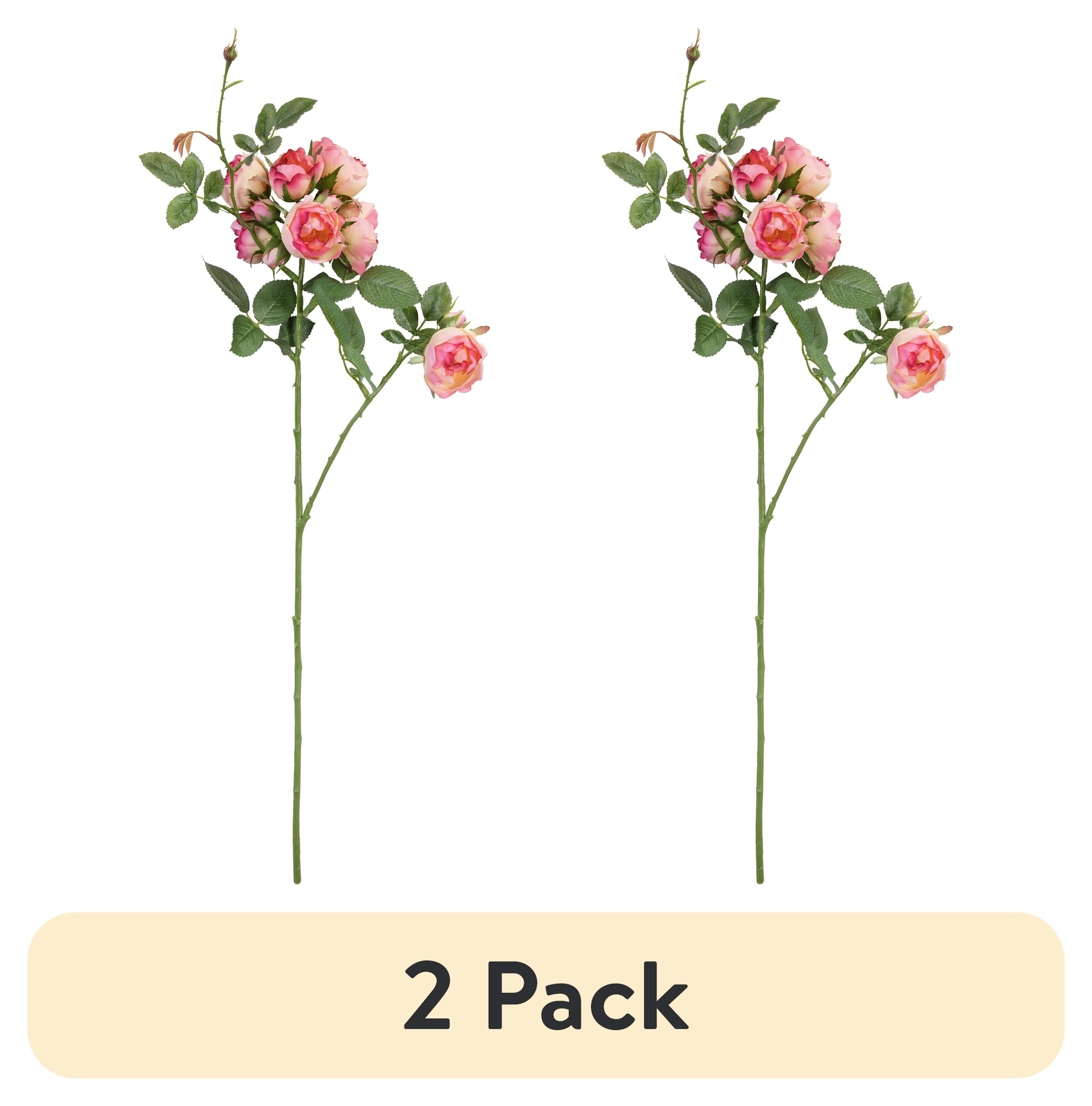 (2 pack) 27-inch Artificial Silk Pink Mini Cabbage Roses Mixed Long ...